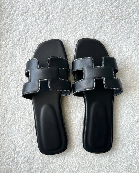 Sandales H (Similicuir) - NOIR